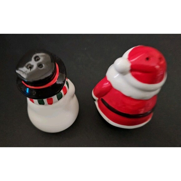 Charming Ceramic Christmas Santa & Snowman Salt & Pepper Shakers - Holiday Decor - Picture 7 of 9